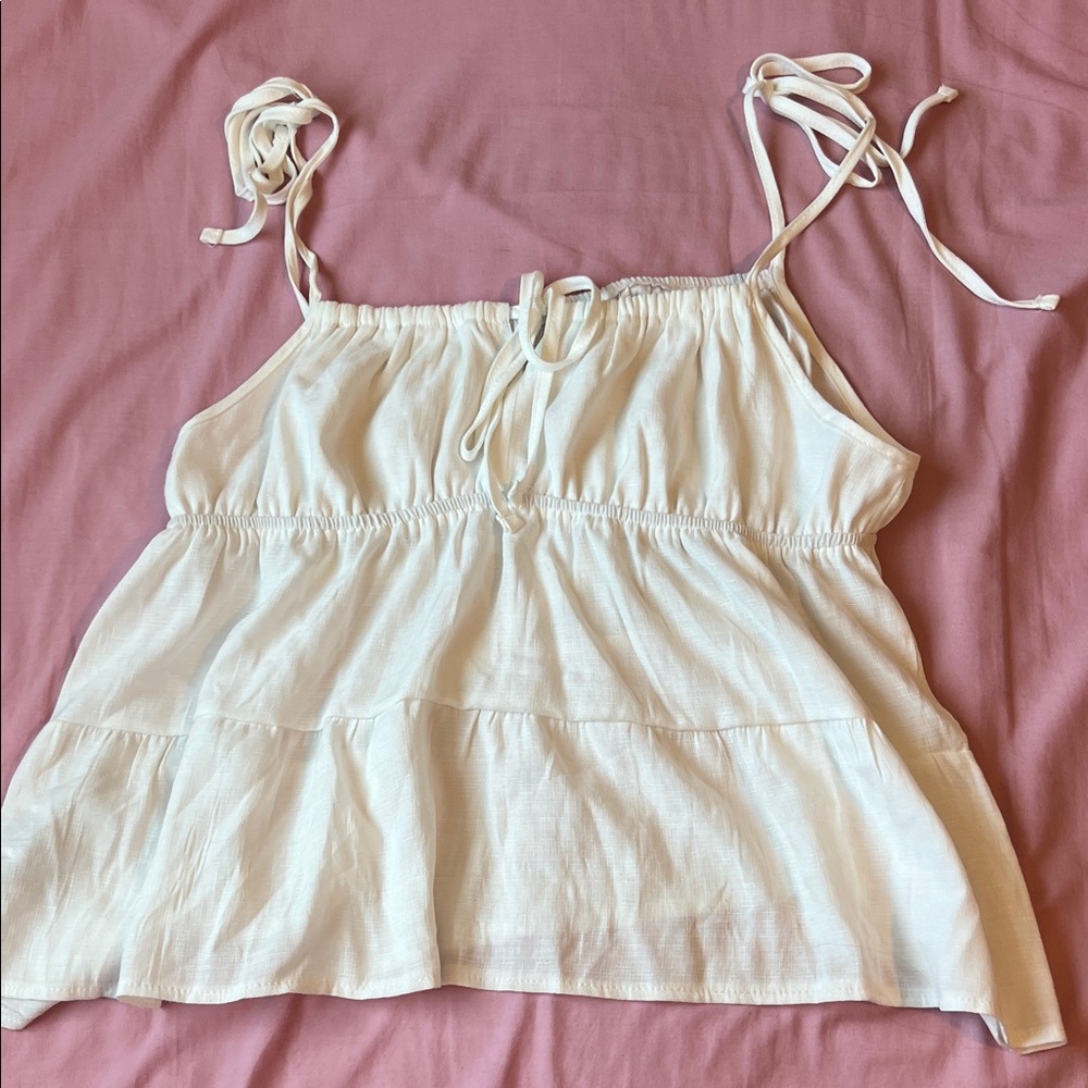 Elegant White babydoll tank Top